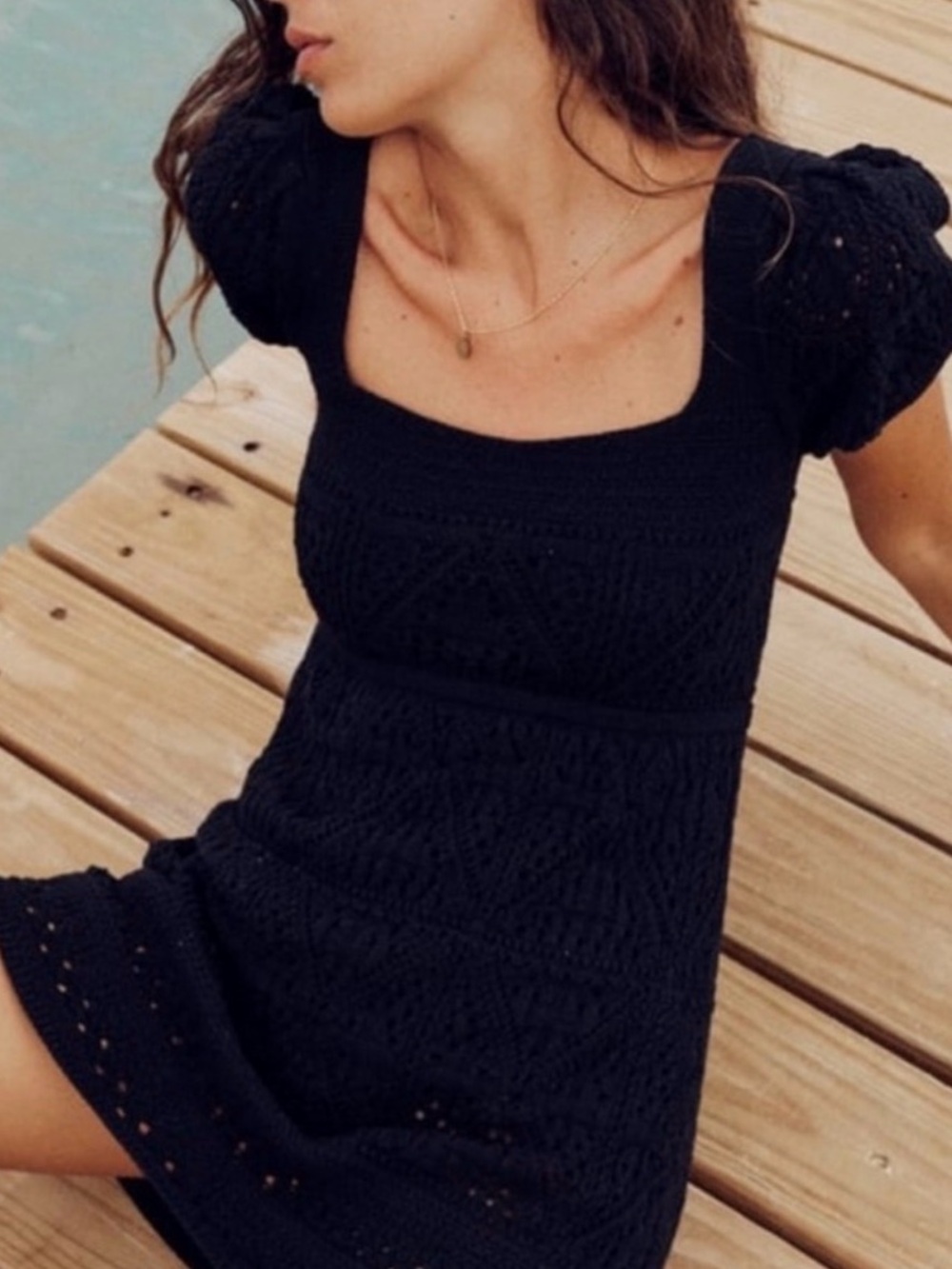 Zara Black Crochet Mini Dress size small